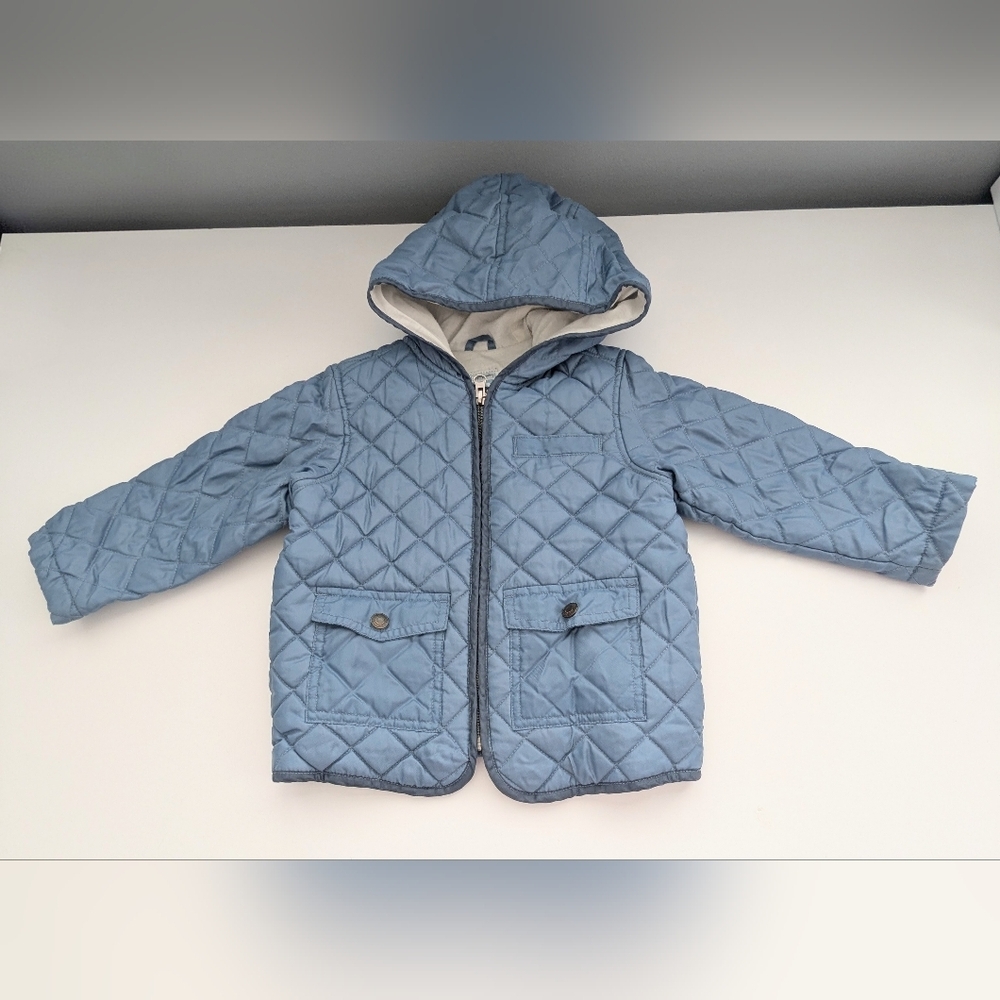 Kids (size 3T) Blue Quilted-Design Hooded Jacket w/Jersey Lining